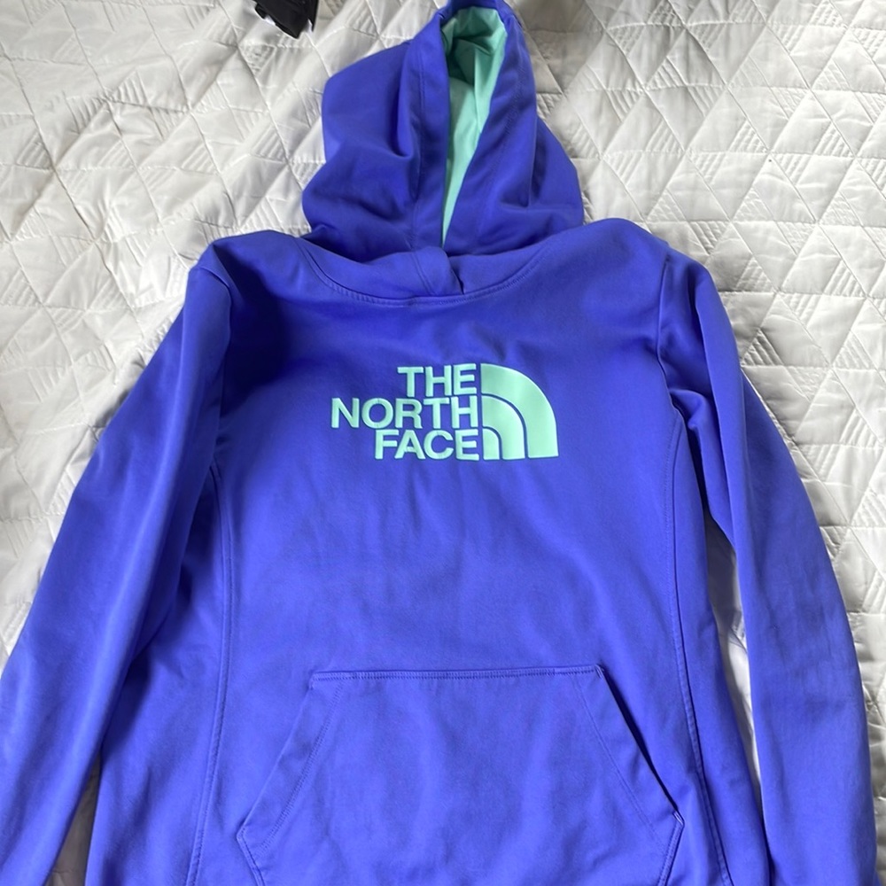 north face purple hooded sweatshirt